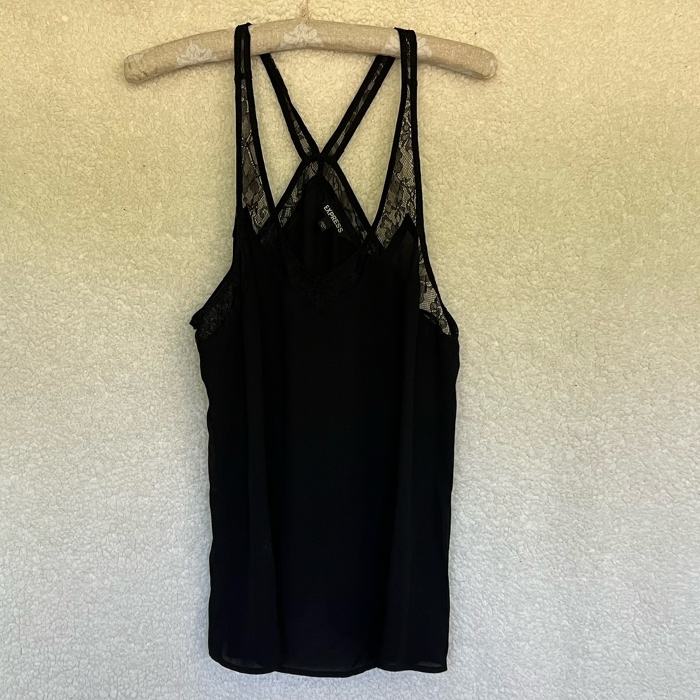 Express Sleeveless Lace Trimmed Top